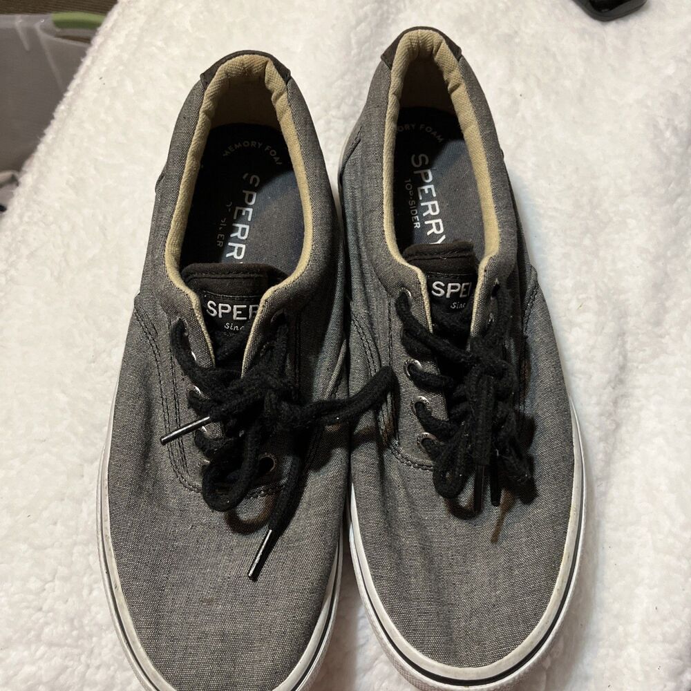 Sperry Top Sider STS13147 Shoes Halyard Sneakers Mens 8M Canvas Ash Gray